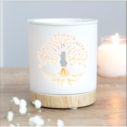 White Tree of Life Cut Out Oil Burner