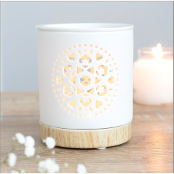 White Mandala Cut Out Oil Burner
